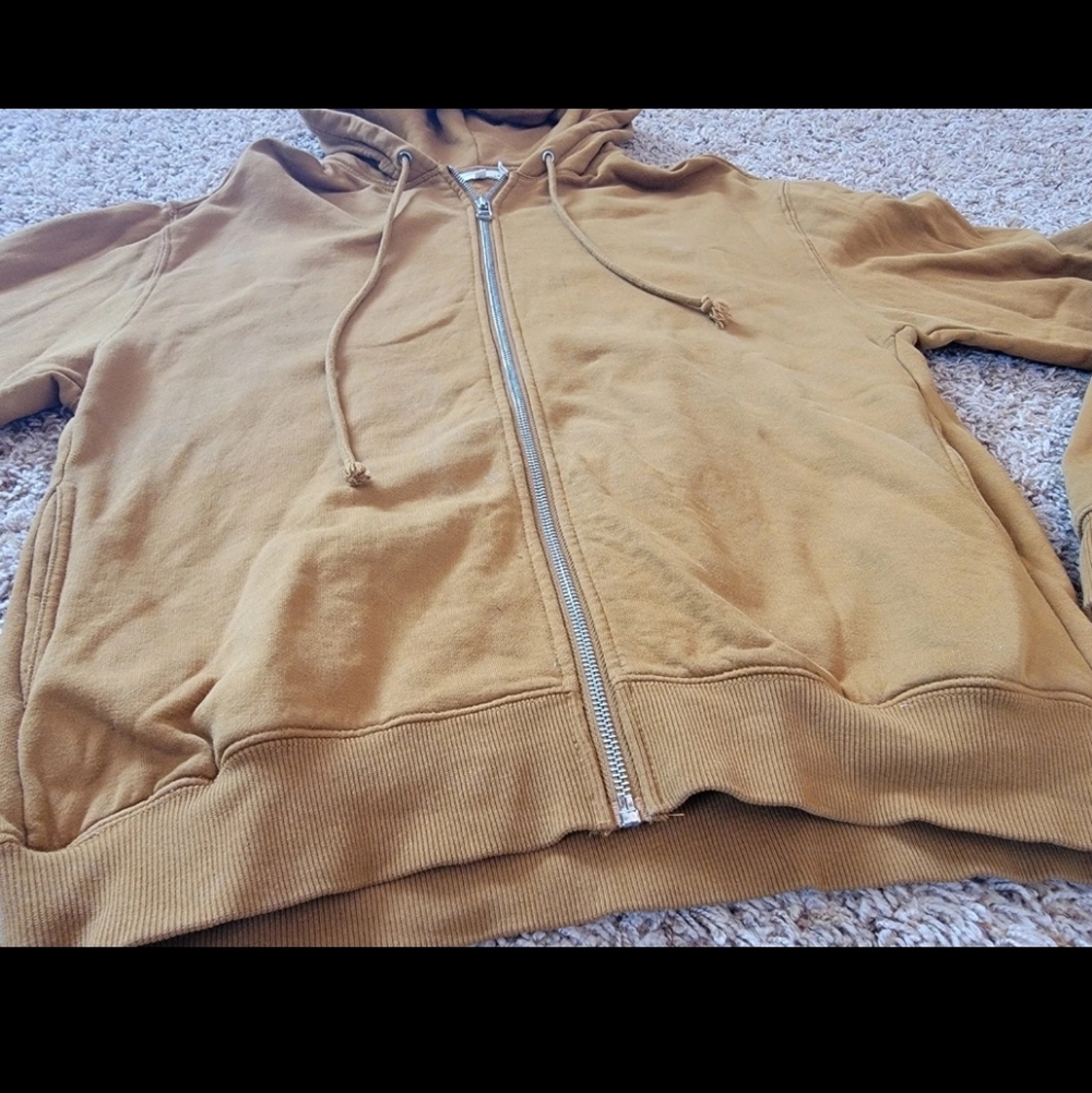 Good American Boyfriend Oversized Zip Hoodie In Bronze! 0/XS X-Small 100% Cotton - Picture 2 of 7